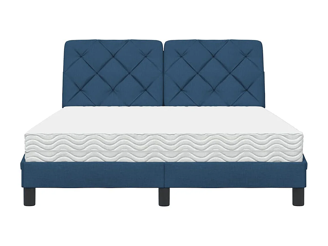 Lit avec matelas bleu 140x190 cm tissu