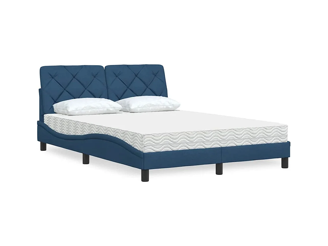 Cama con colchón tela azul 140x190 cm