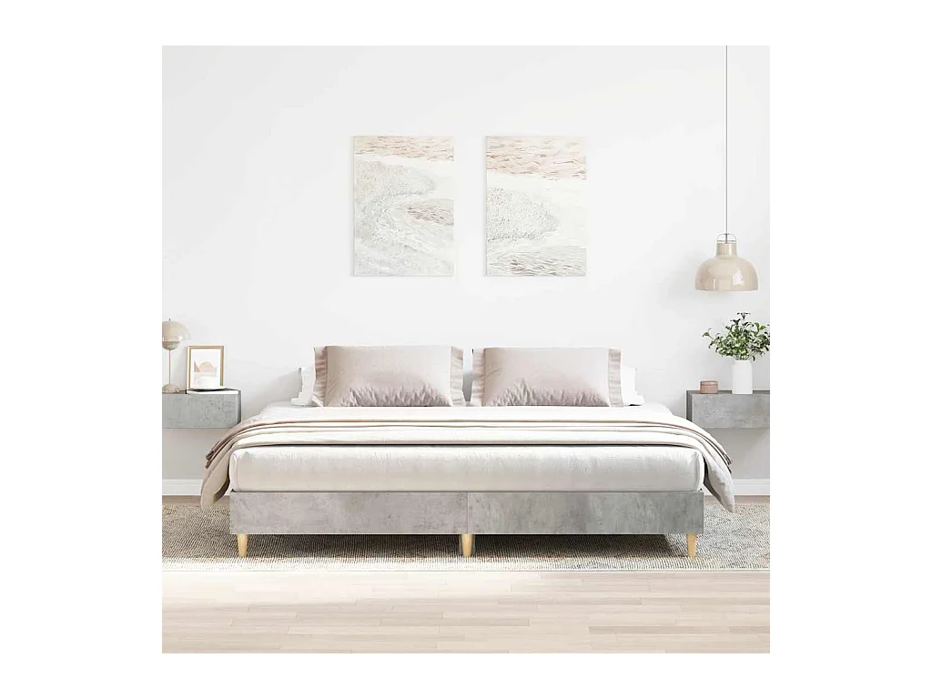 Cadre de lit sans matelas gris béton 160x200 cm bois ingénierie