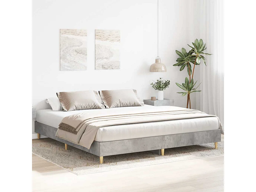 Cadre de lit sans matelas gris béton 160x200 cm bois ingénierie