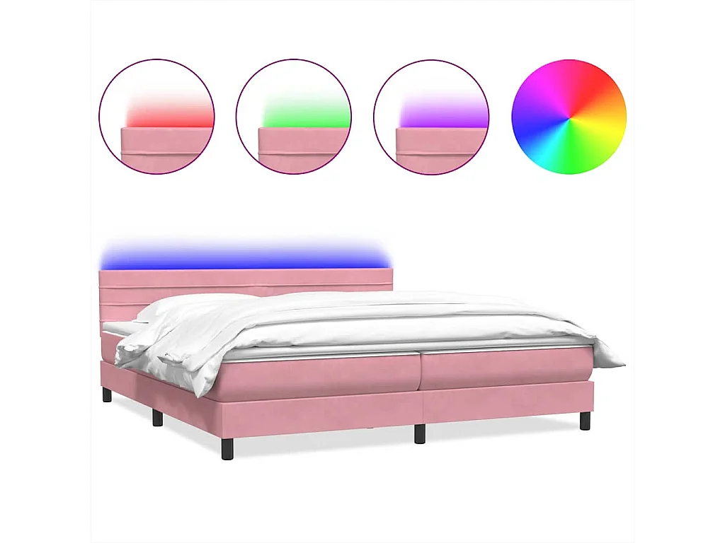 Sommier à lattes de lit avec matelas rose 180x210 cm velours