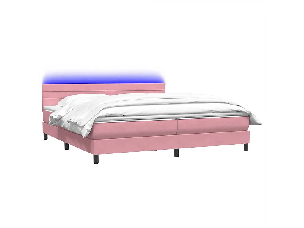 Sommier à lattes de lit avec matelas rose 180x210 cm velours