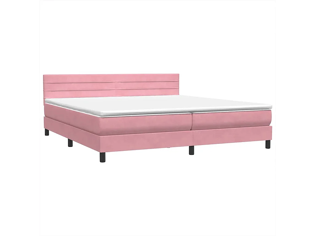 Sommier à lattes de lit avec matelas rose 180x210 cm velours