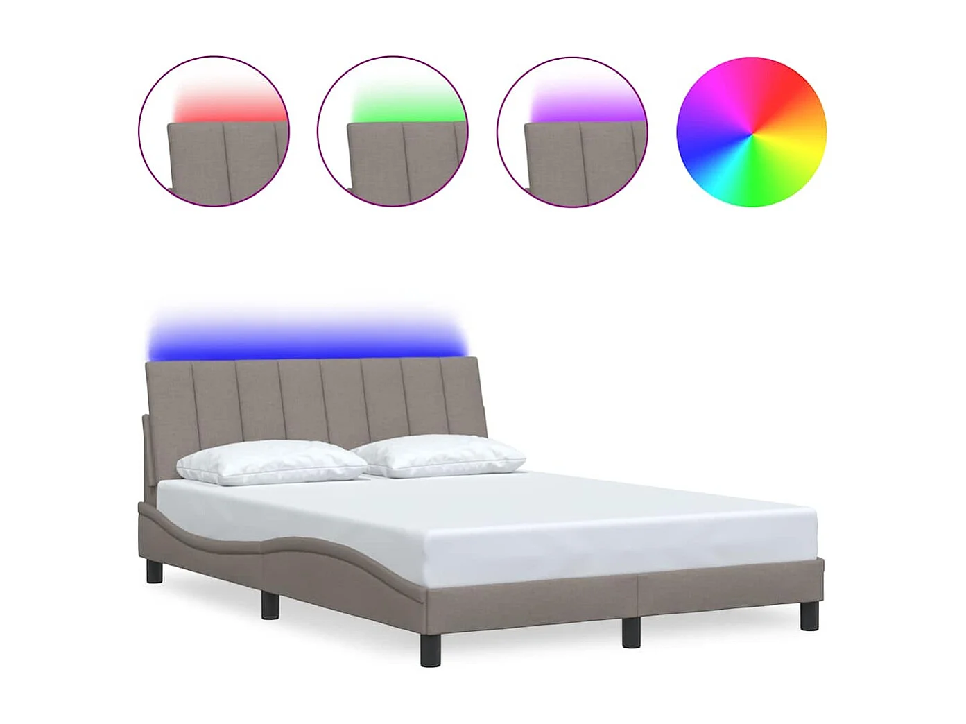 Cadre de lit sans matelas taupe 120x200 cm tissu