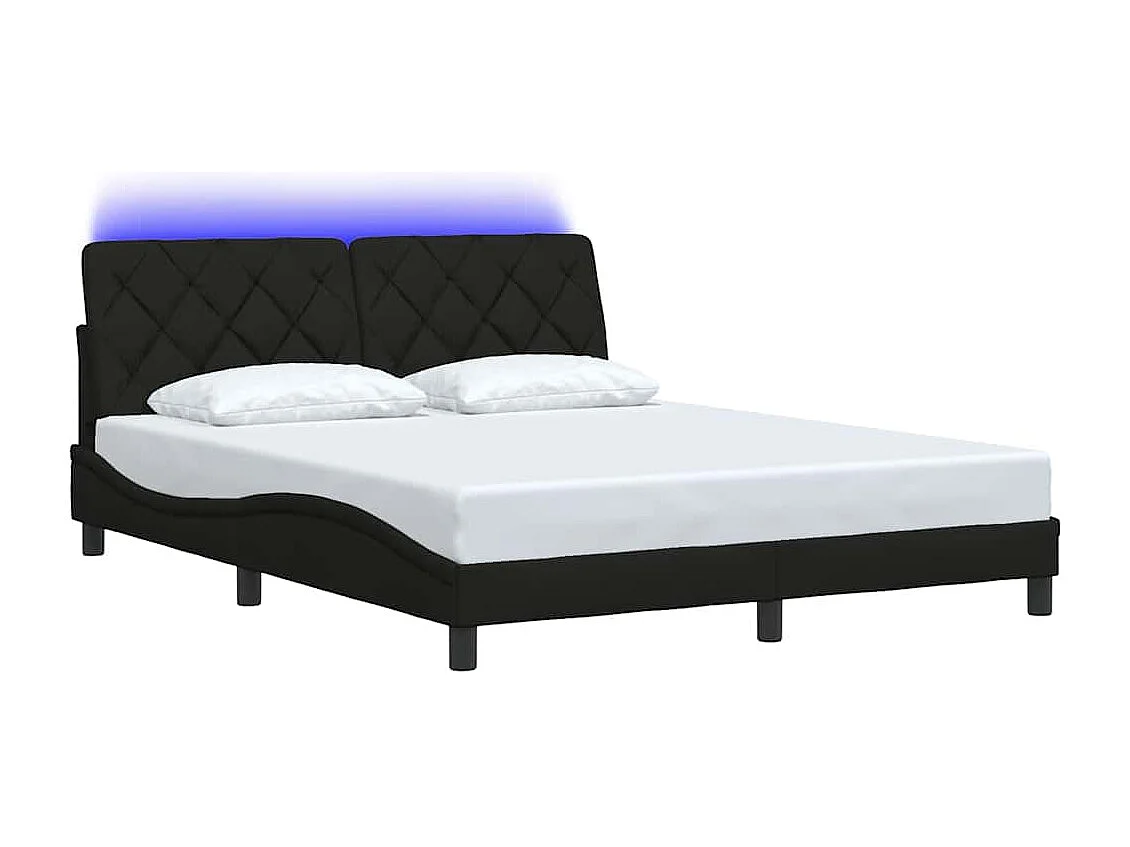 Bedframe met LED zonder matras 160x200 cm stof zwart