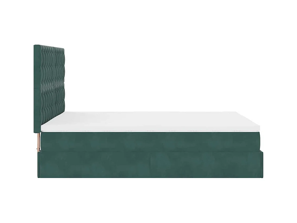 Cadre de lit ottoman avec matelas vert foncé 140x200 cm velours
