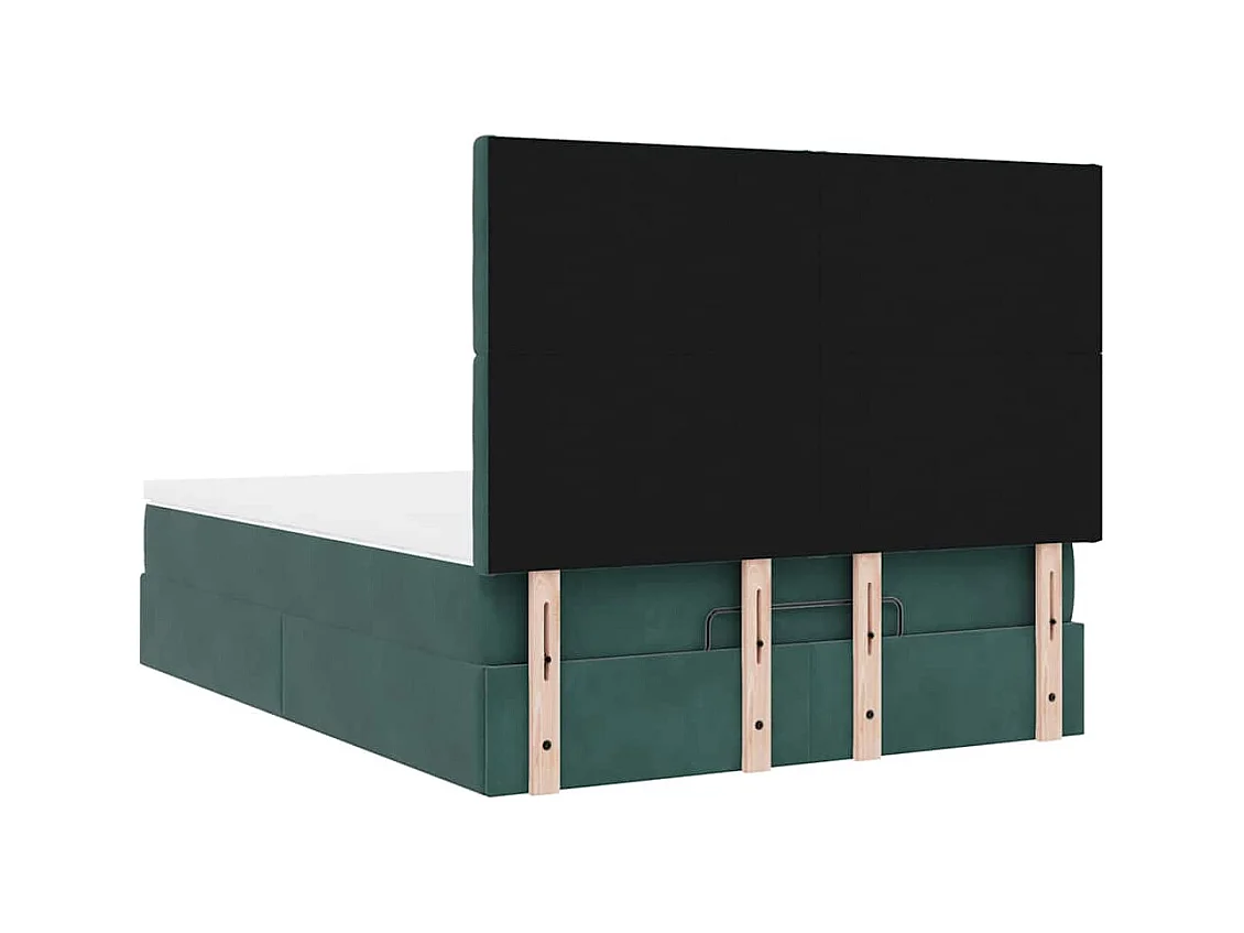 Cadre de lit ottoman avec matelas vert foncé 140x200 cm velours