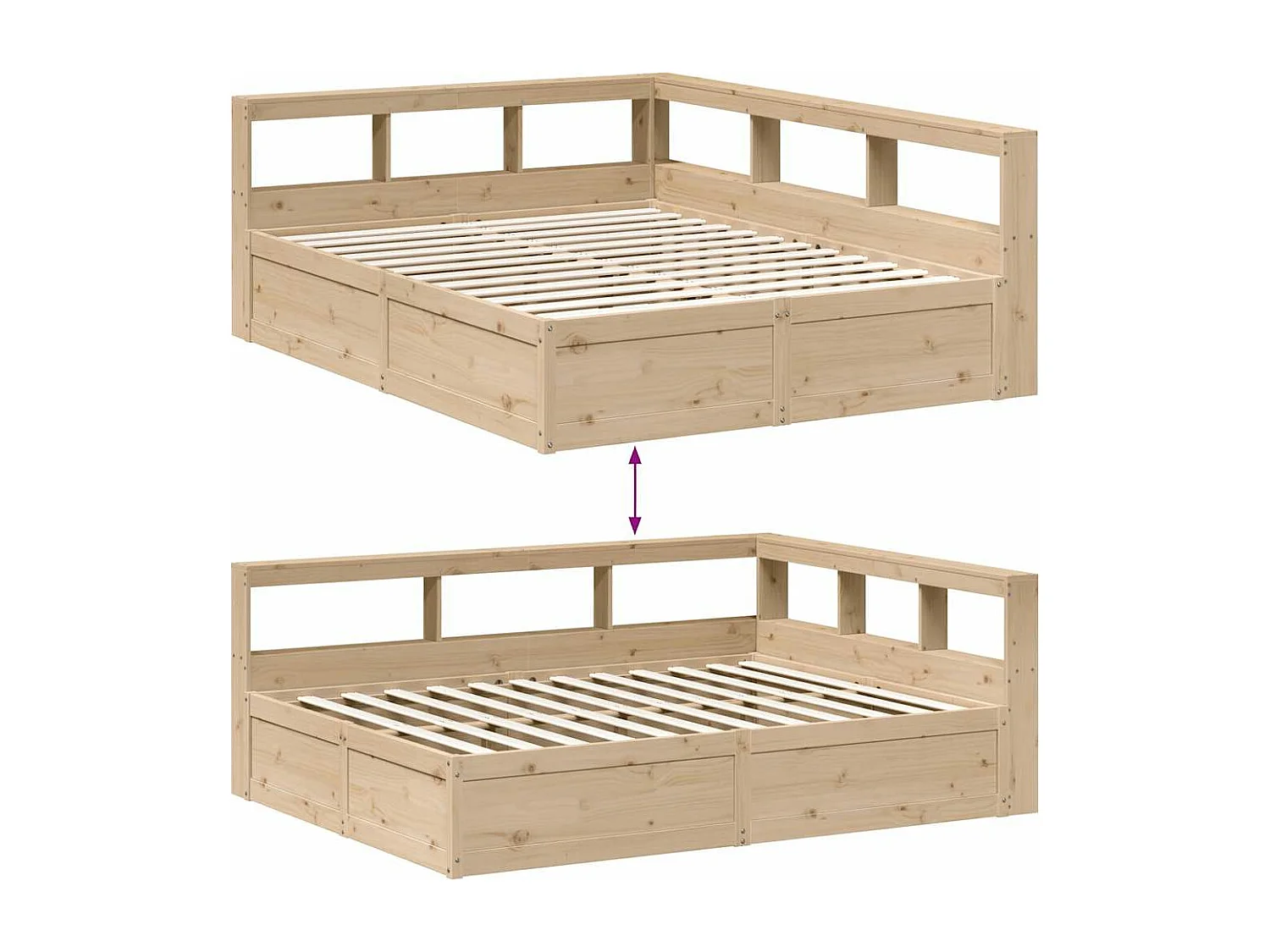 Cama com estante sem colchão 140x200 cm pinho maciço