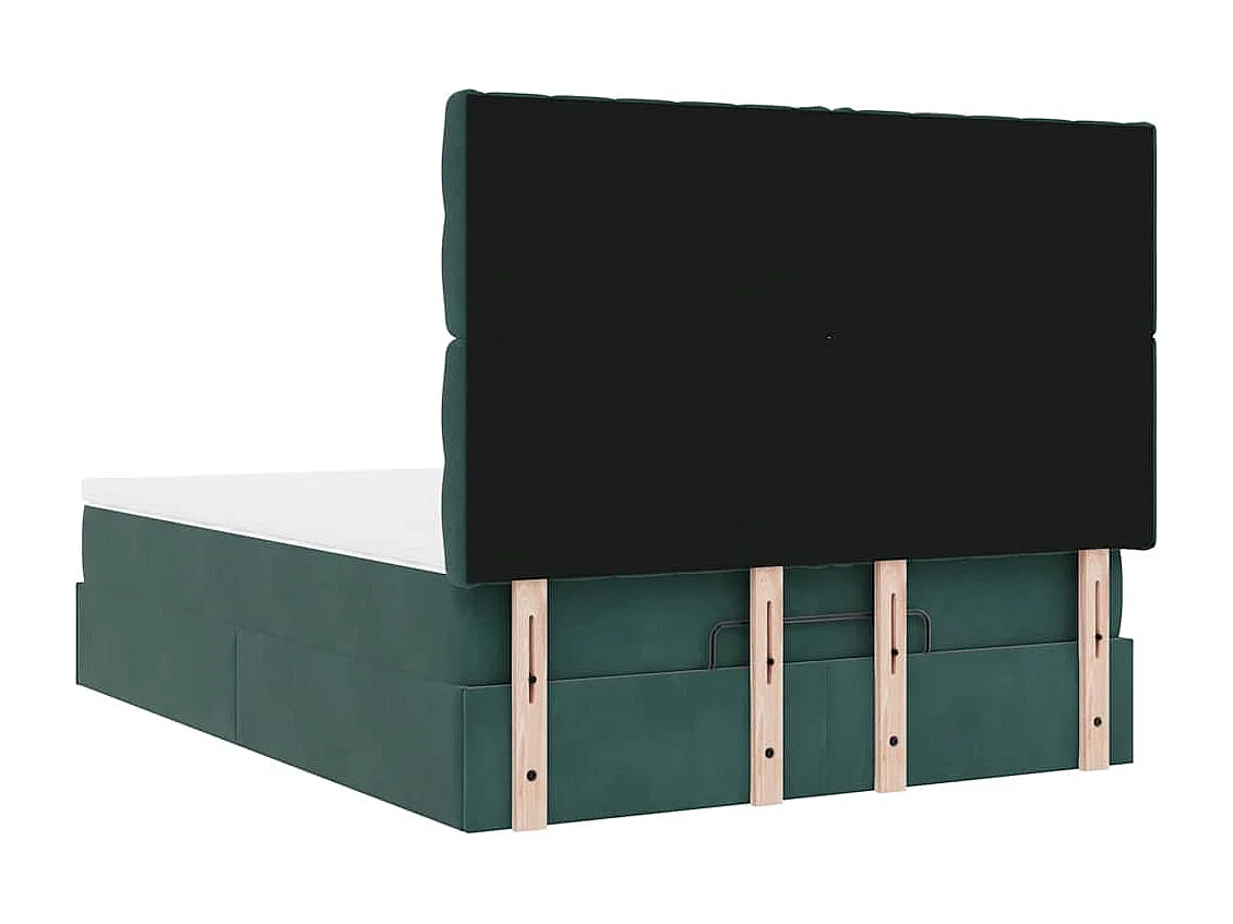 Cadre de lit ottoman avec matelas vert foncé 140x200 cm velours