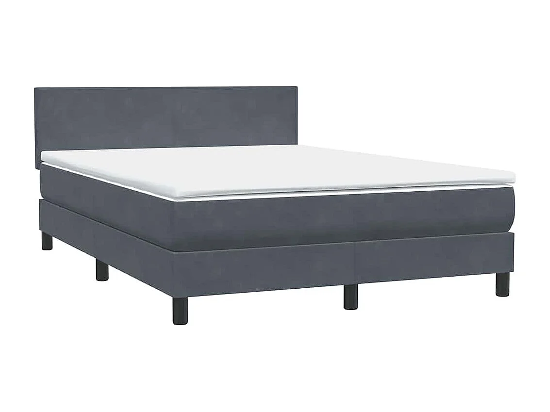 Cama box spring con colchón terciopelo gris oscuro 160x220 cm