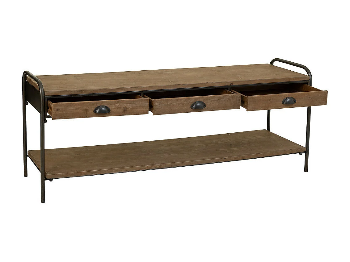 Aparador de madera y metal marrón 149x38x58h cm