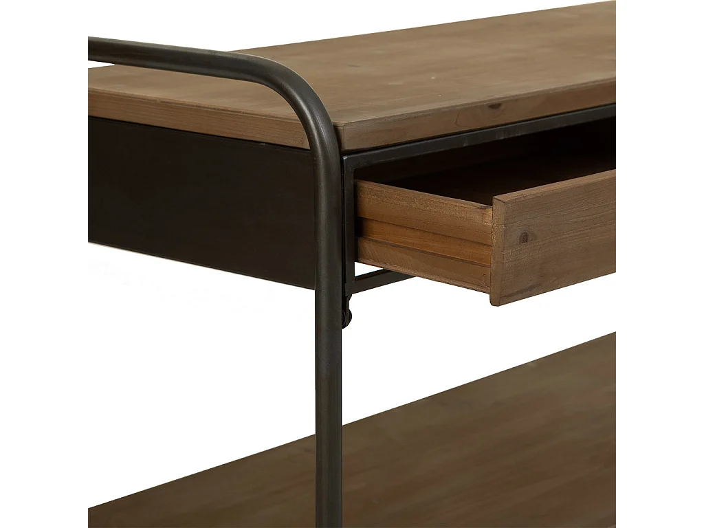 Buffet en bois et métal marron 149x38x58h cm