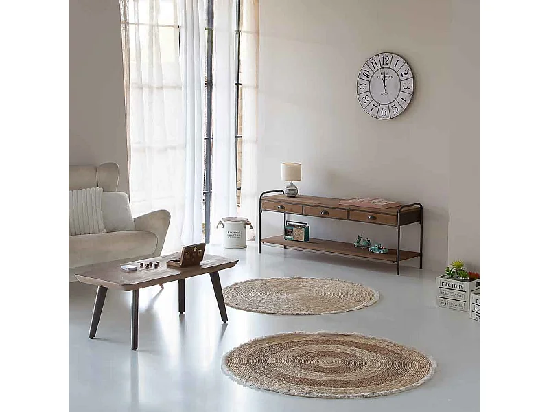 Credenza in legno e metallo marrone 149x38x58h cm