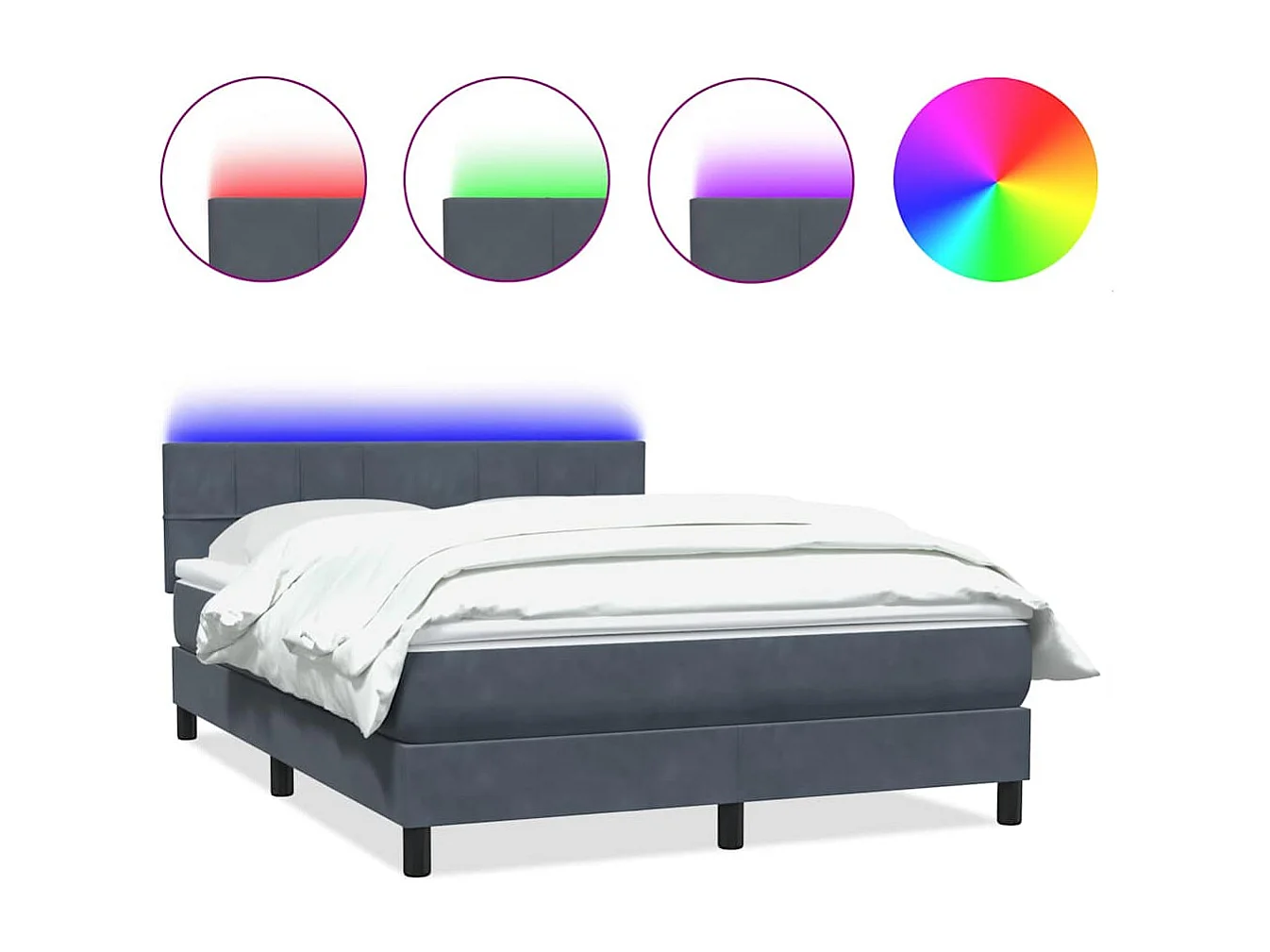 Cama box spring con colchón terciopelo gris oscuro 160x210 cm