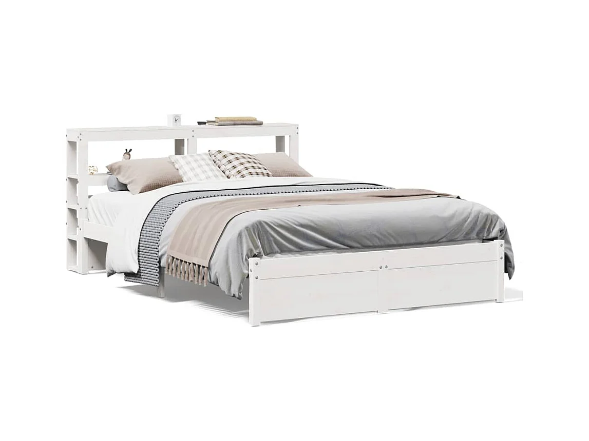 Cadre de lit avec tête de lit sans matelas blanc 140x190 cm
