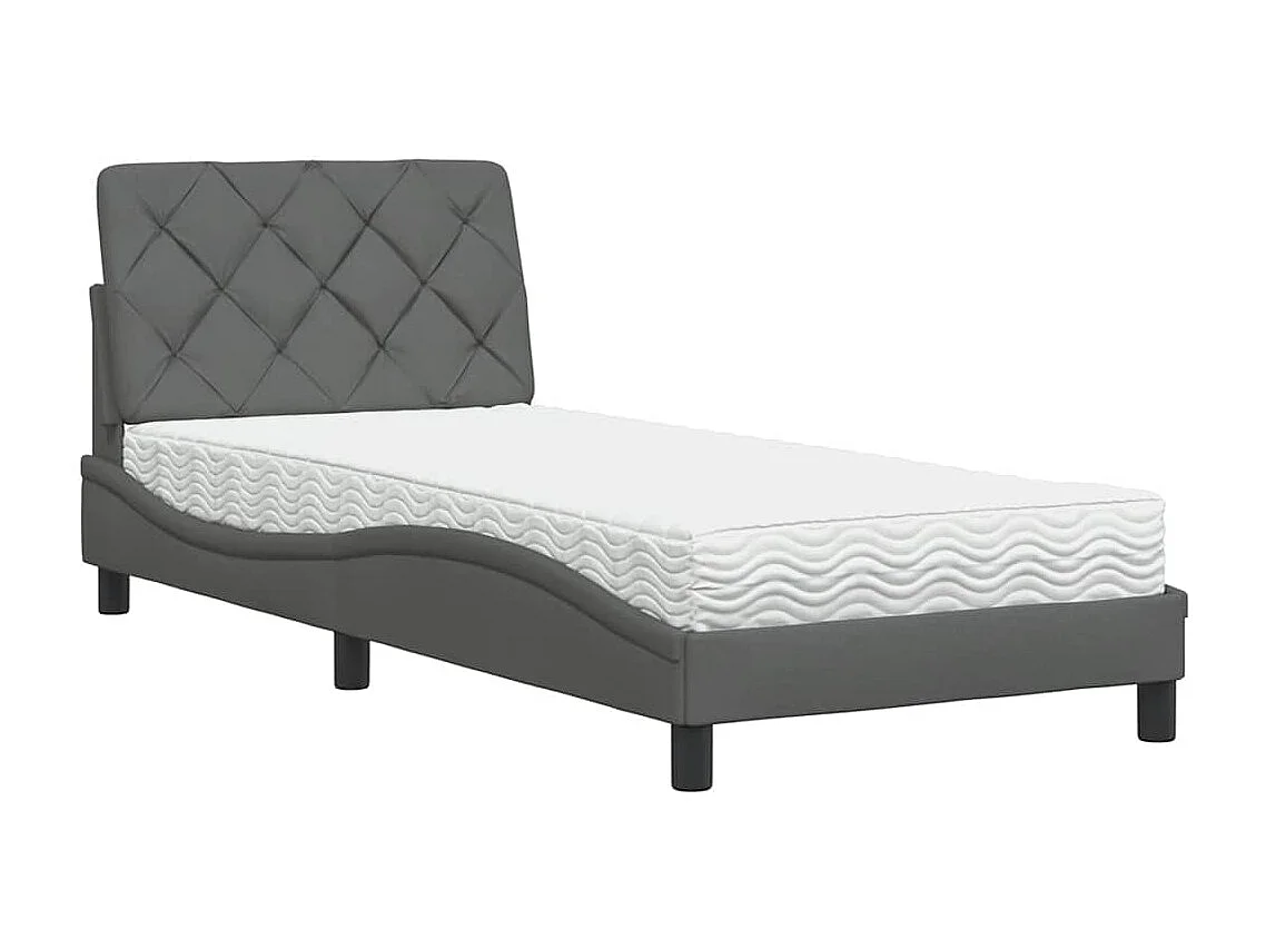 Lit avec matelas gris foncé 80x200 cm tissu