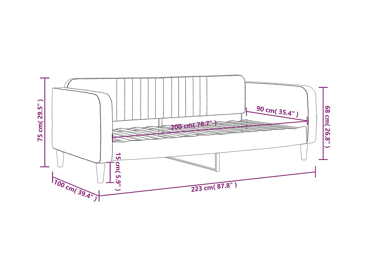 Sofá cama terciopelo rosa 90x200 cm