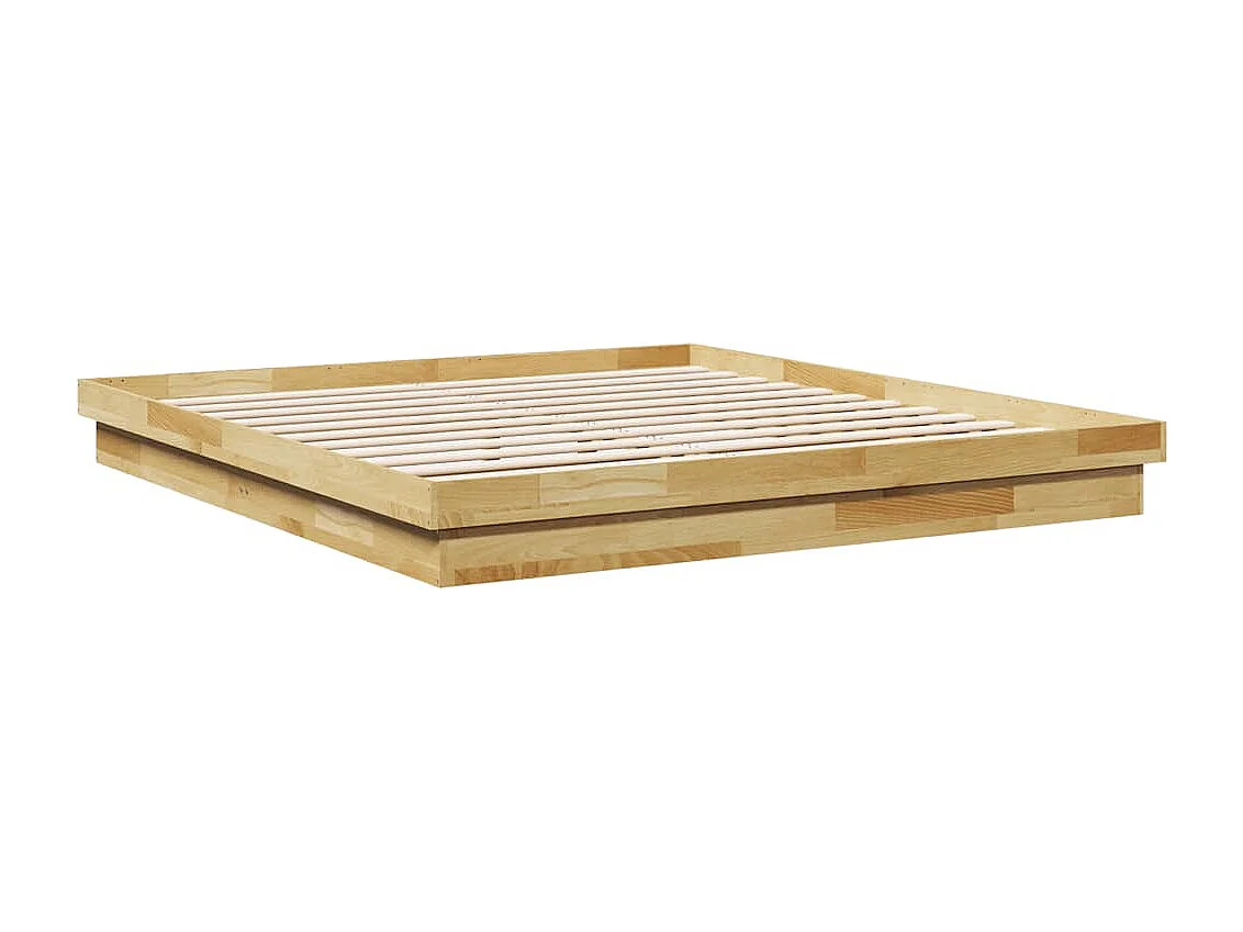Cadre de lit sans matelas 200 x 200 cm en bois massif de chêne