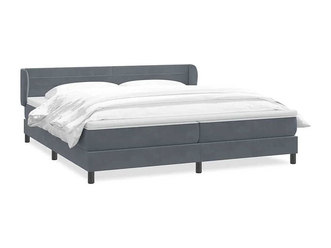 Sommier à lattes de lit et matelas gris foncé 200x210cm velours