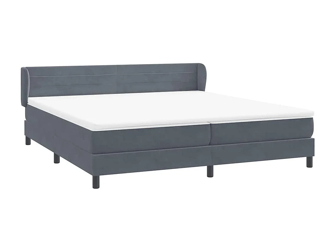 Sommier à lattes de lit et matelas gris foncé 200x210cm velours