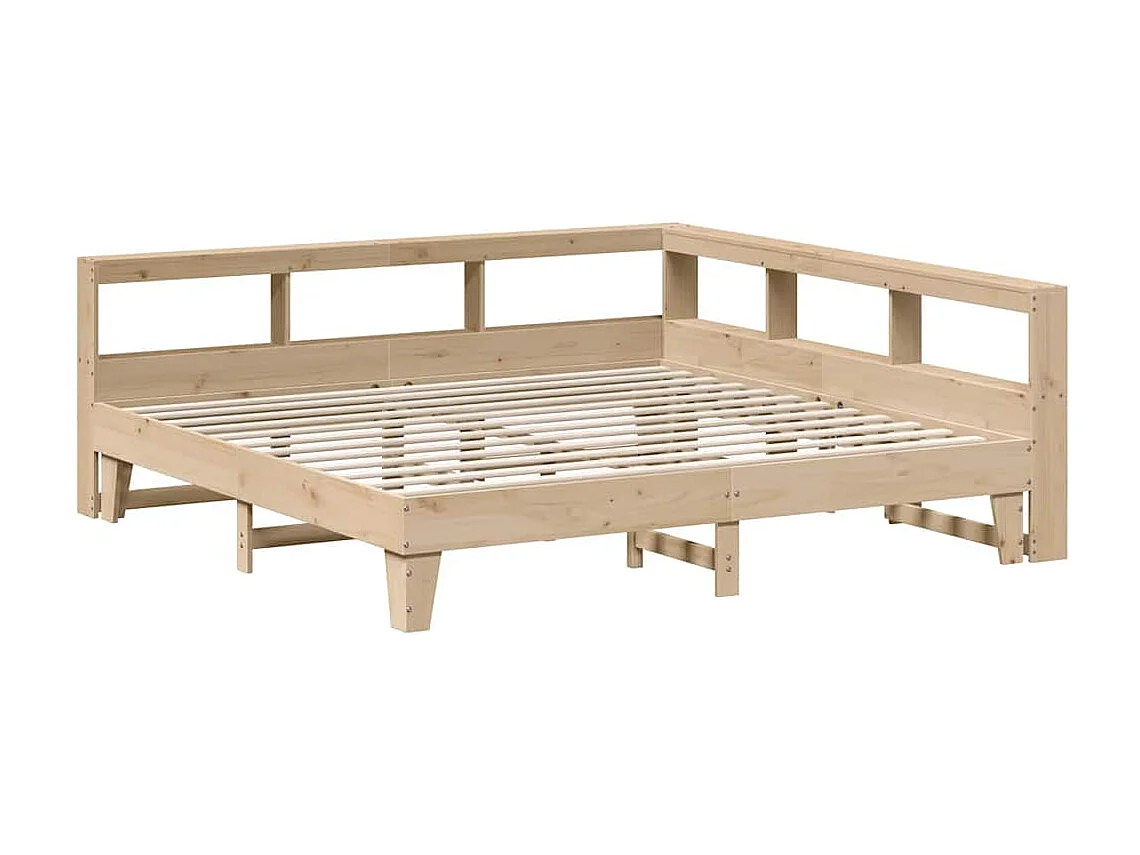 Lit bibliothèque sans matelas 200x200 cm bois massif de pin