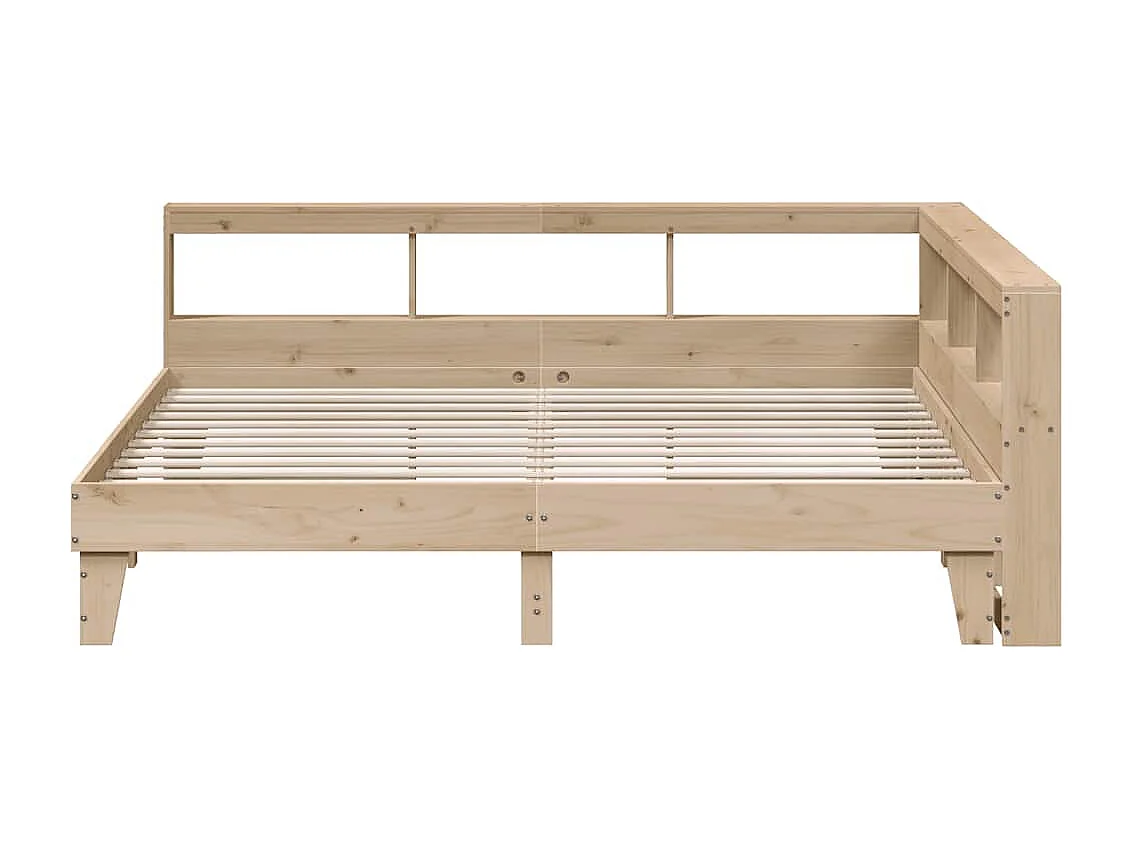 Lit bibliothèque sans matelas 200x200 cm bois massif de pin