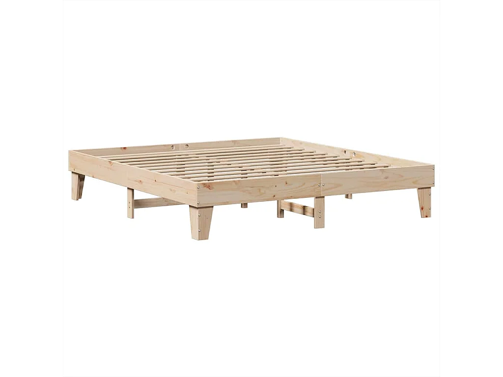 Lit bibliothèque sans matelas 200x200 cm bois massif de pin