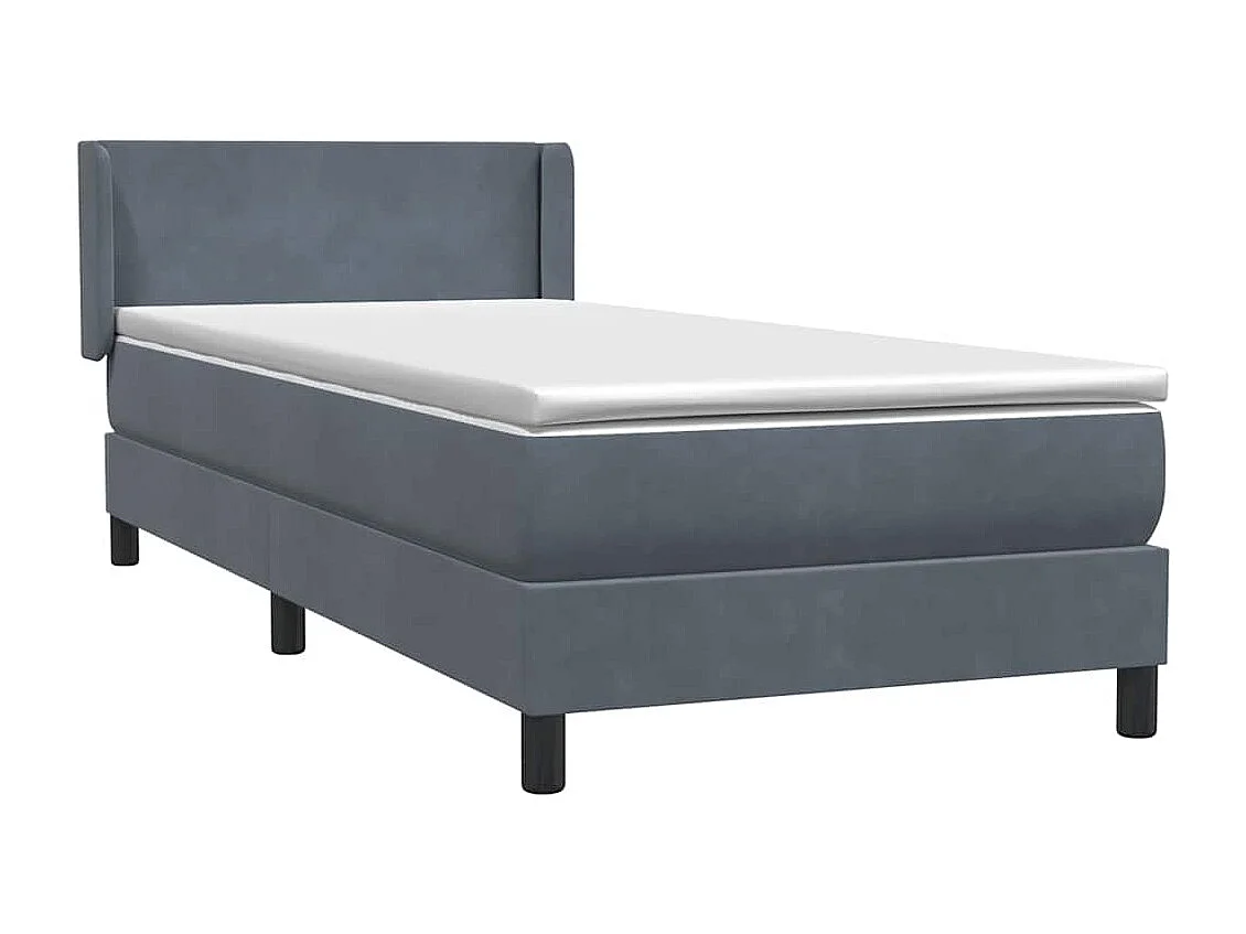 Cama box spring con colchón terciopelo gris oscuro 80x210 cm