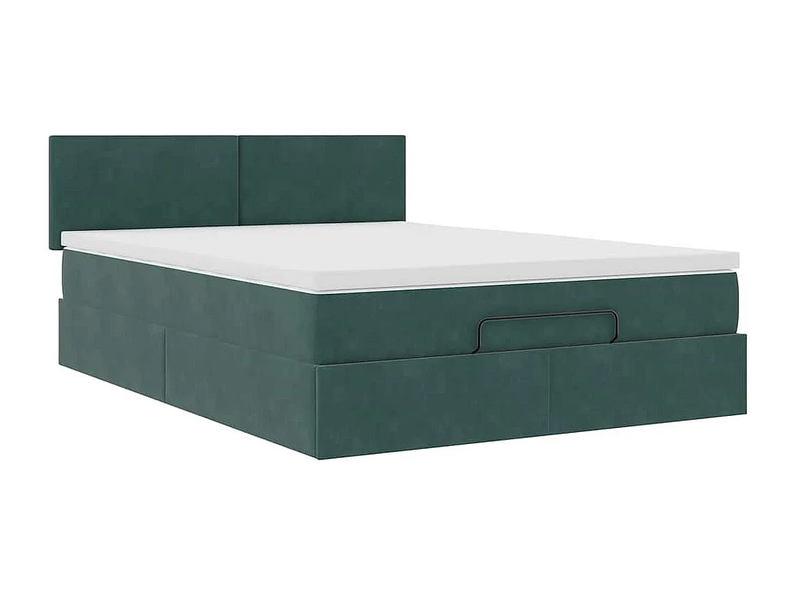 Estructura de cama otomana con colchón verde oscuro 140x200 cm