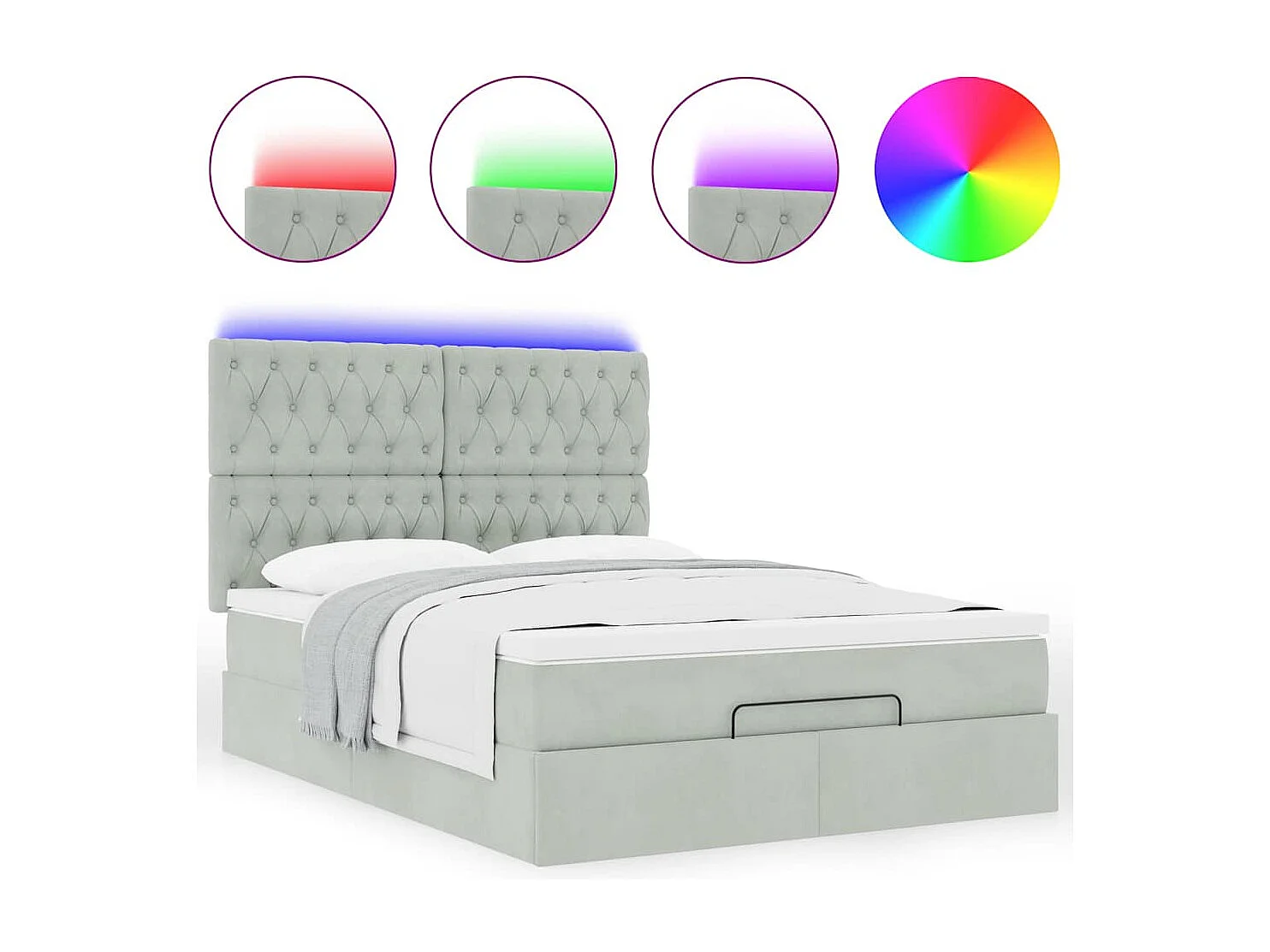 Estructura cama otomana colchones gris claro 140x190cm