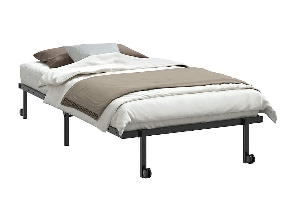 Cadre de lit sans matelas pliable noir 100x200 cm acier