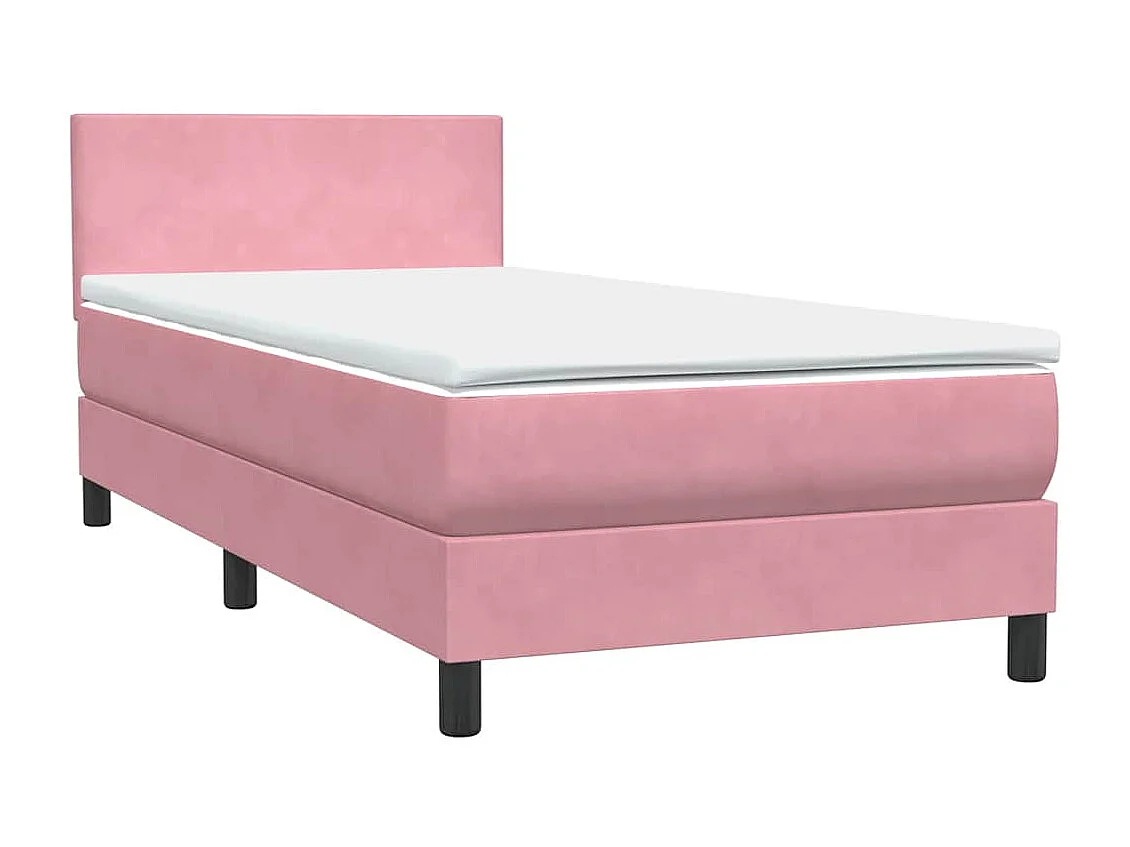 Boxspring met matras fluweel roze 80x220 cm