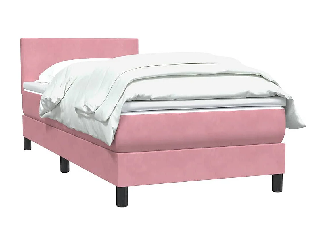 Sommier à lattes de lit avec matelas rose 80x220 cm velours