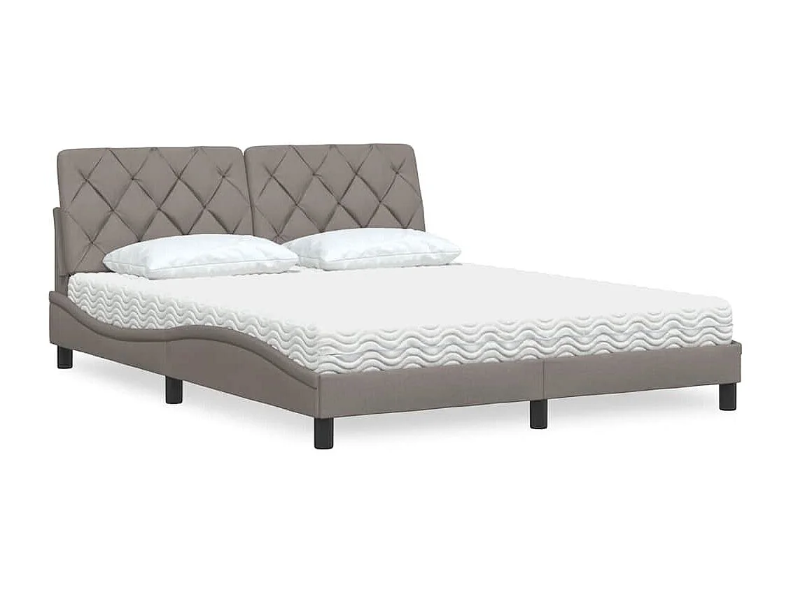 Lit avec matelas taupe 160x200 cm tissu