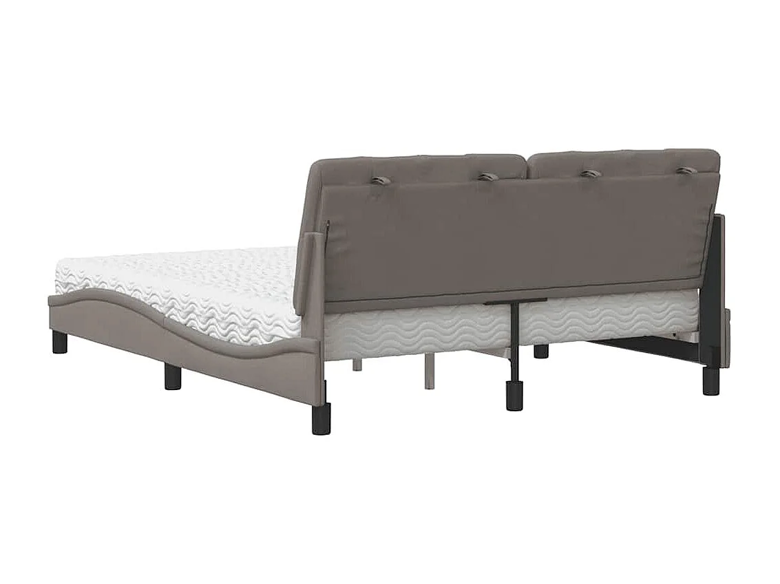 Lit avec matelas taupe 160x200 cm tissu