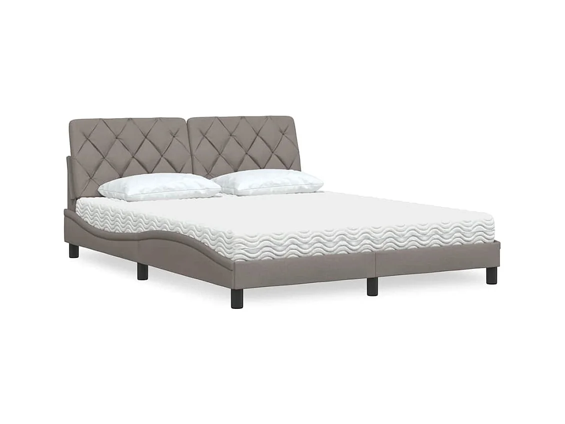 Lit avec matelas taupe 160x200 cm tissu