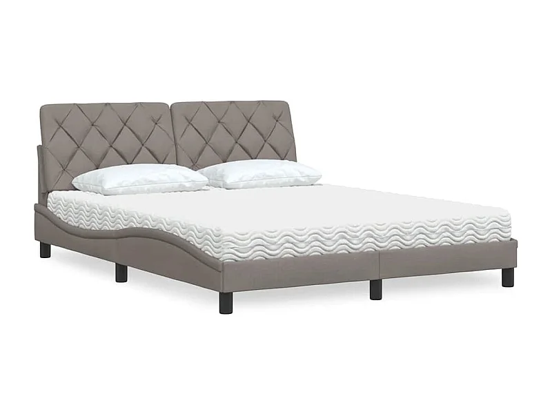 Lit avec matelas taupe 160x200 cm tissu