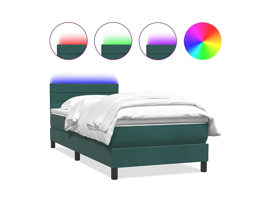 Sommier à lattes de lit et matelas vert foncé 80x220 cm velours