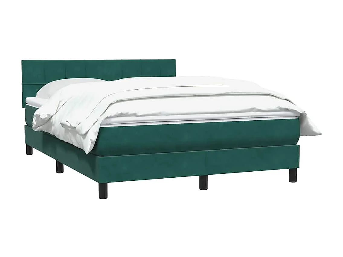 Cama box spring com colchão 160x210 cm veludo verde escuro