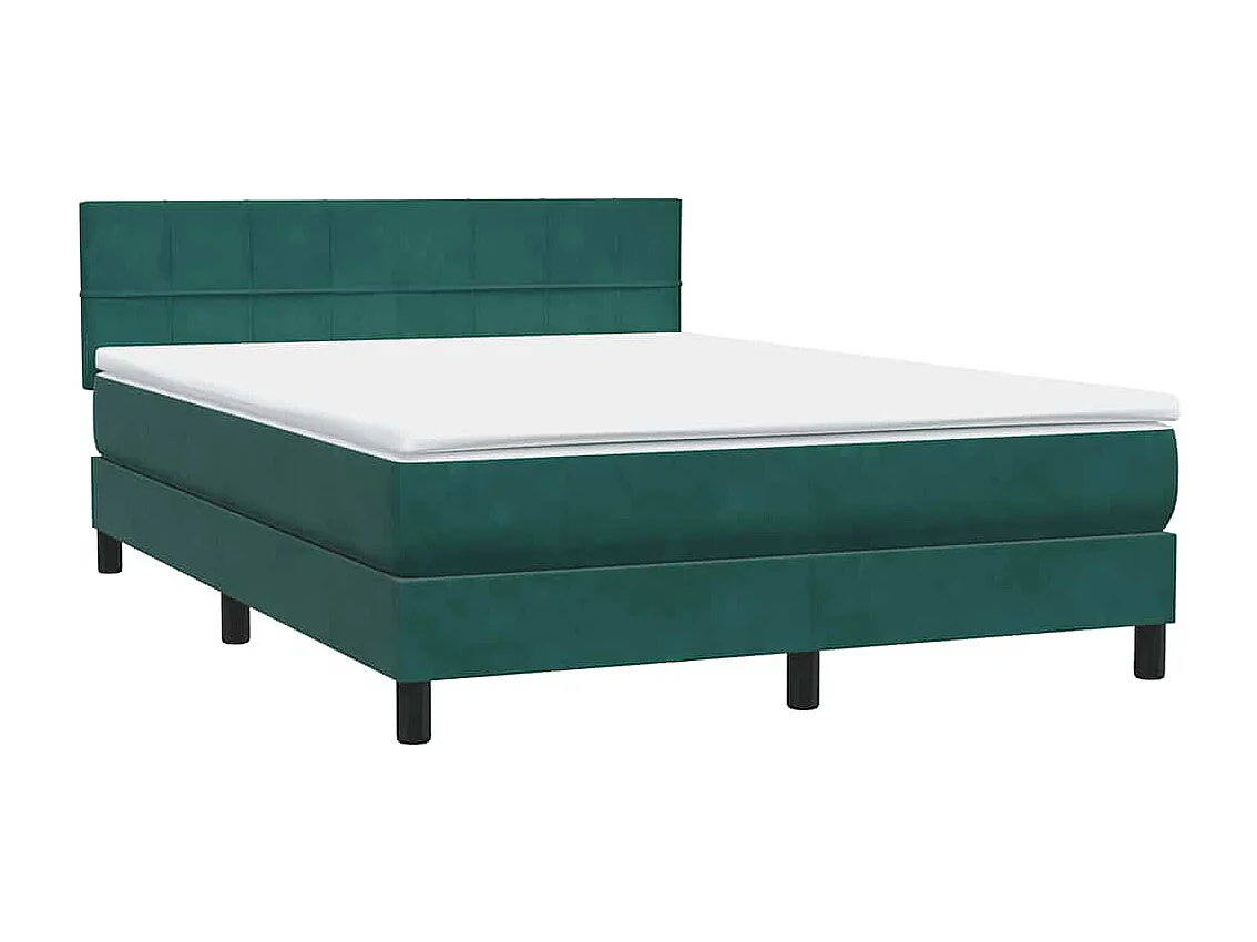 Cama box spring com colchão 160x210 cm veludo verde escuro
