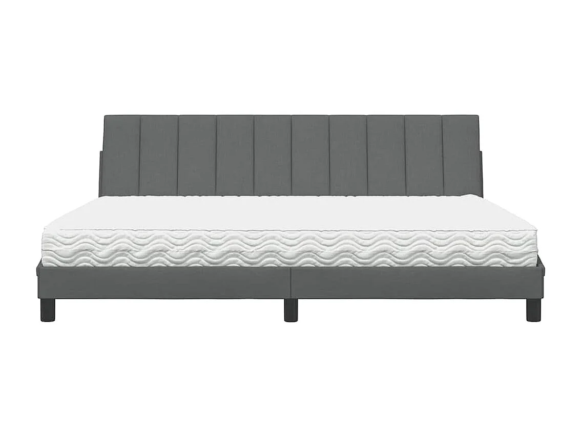 Cama com colchão 200x200 cm tecido cinzento-escuro