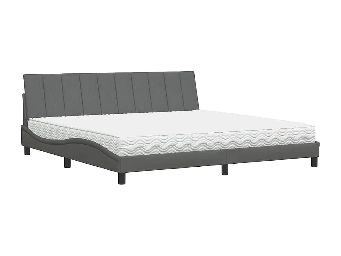 Lit avec matelas gris foncé 200x200 cm tissu