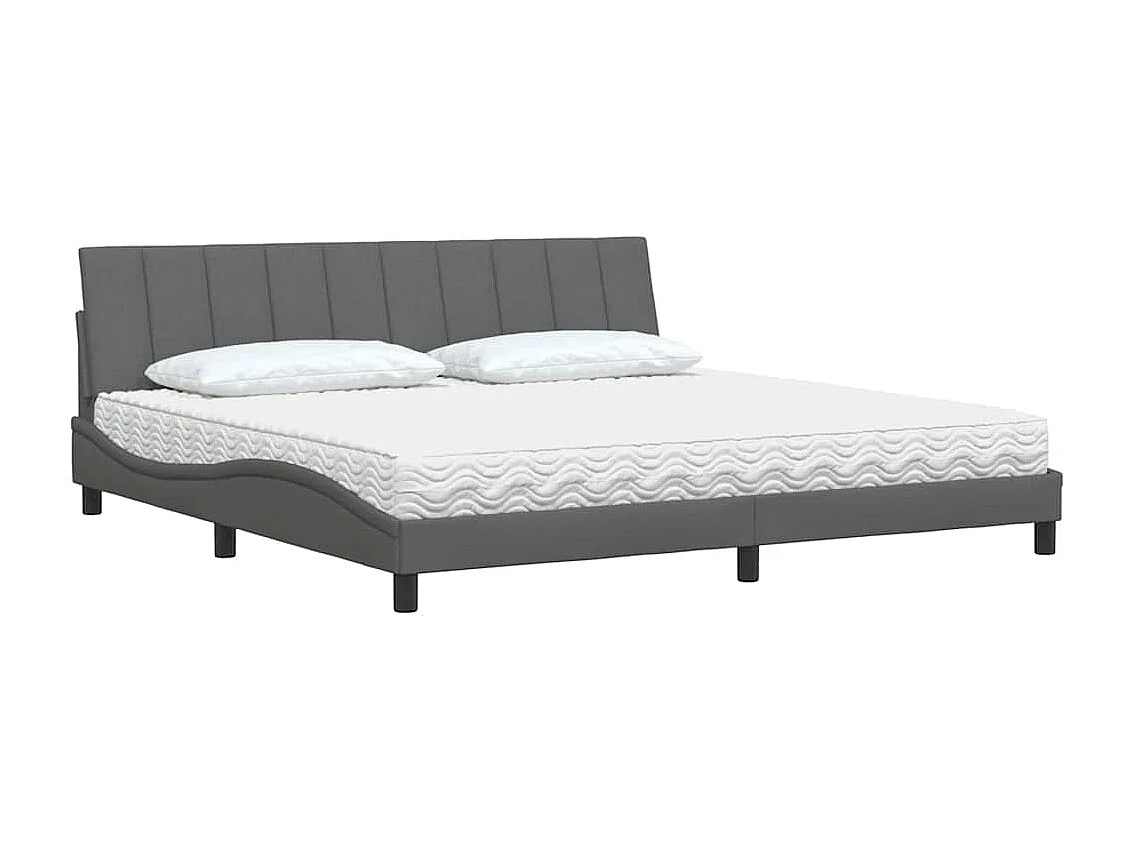 Lit avec matelas gris foncé 200x200 cm tissu