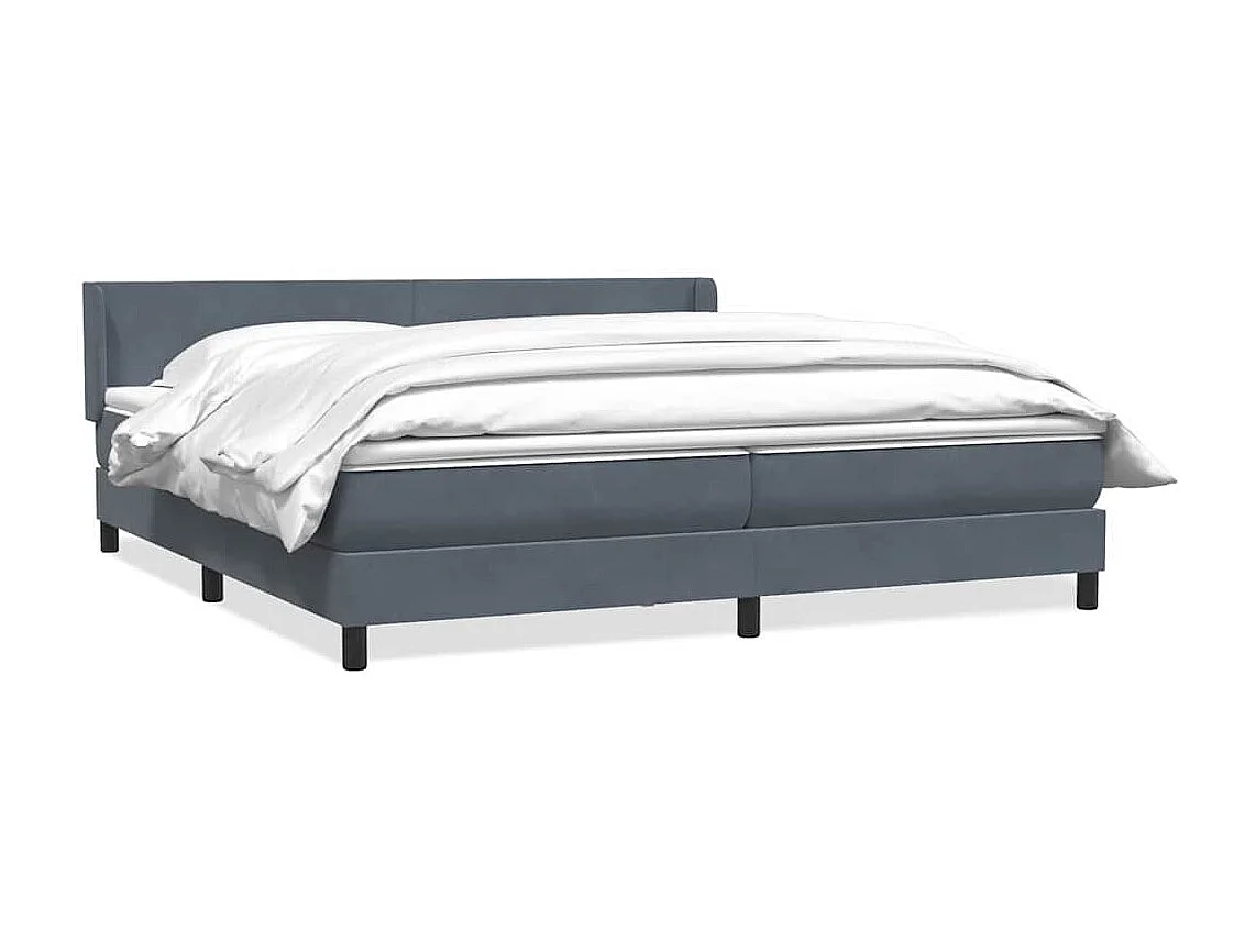 Cama box spring con colchón terciopelo gris oscuro 180x210 cm