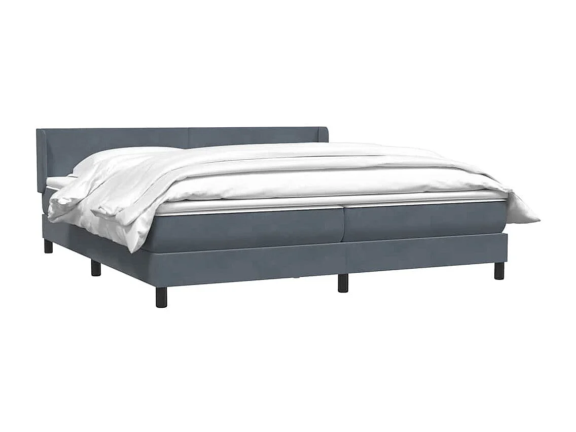 Cama box spring con colchón terciopelo gris oscuro 180x210 cm