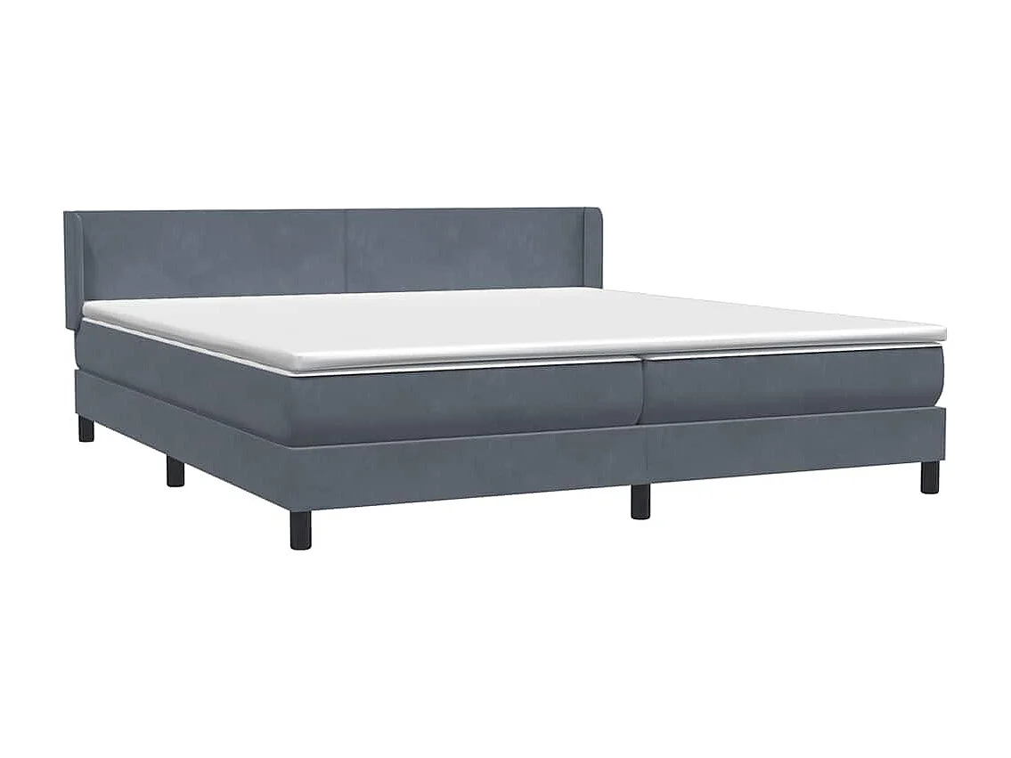 Cama box spring con colchón terciopelo gris oscuro 180x210 cm