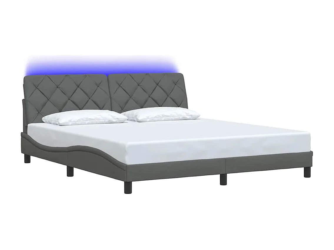 Cadre de lit avec LED sans matelas gris foncé 180x200 cm tissu