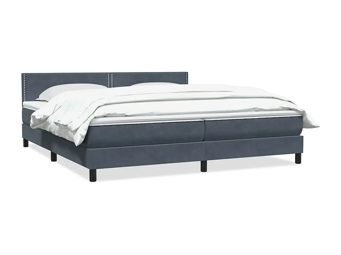 Cama box spring con colchón terciopelo gris oscuro 180x210 cm
