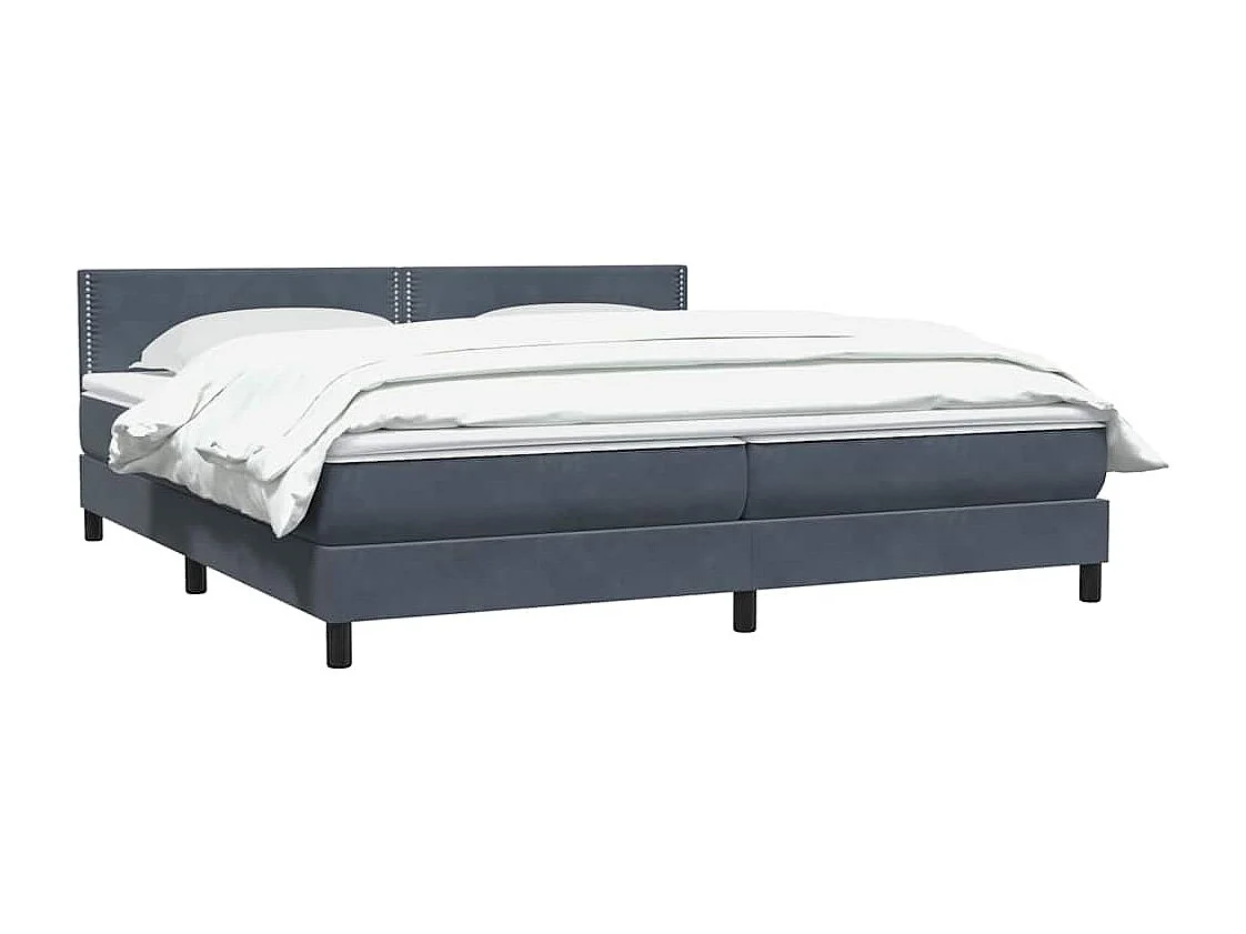 Cama box spring con colchón terciopelo gris oscuro 180x210 cm