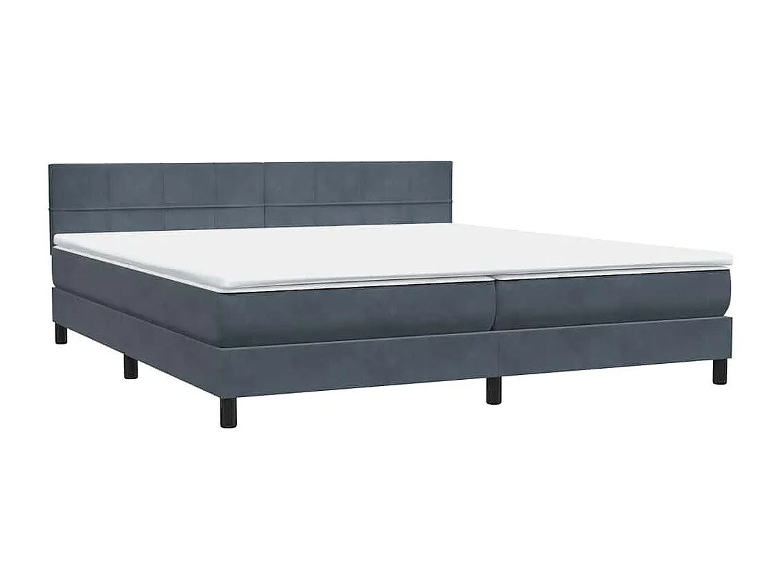 Cama box spring con colchón terciopelo gris oscuro 180x210 cm